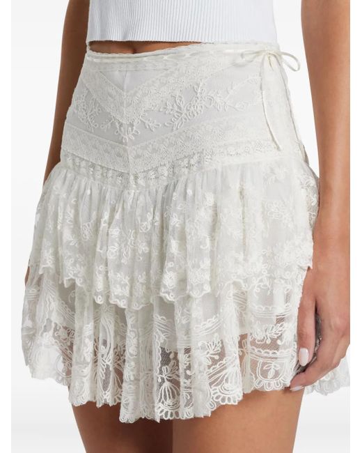 LoveShackFancy White Minirock mit Spitze