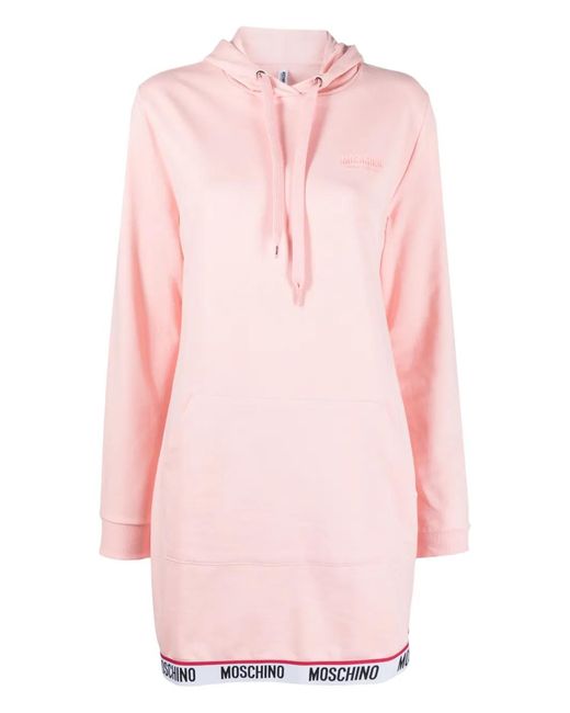 Moschino Pink Logo-Print Drawstring Hoodie