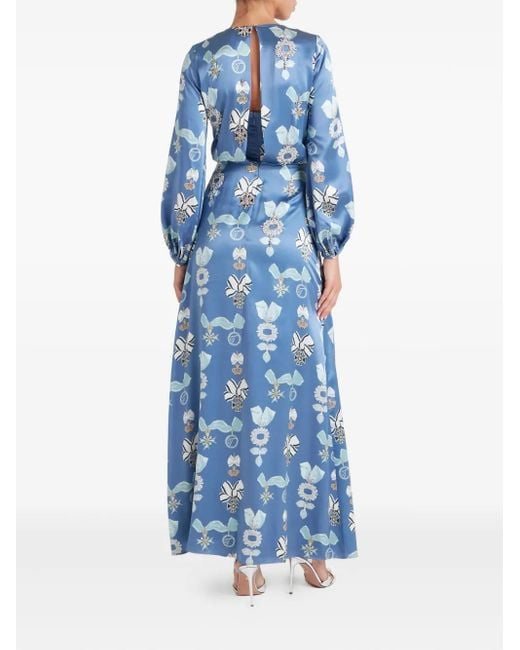 Temperley London Reina プリント ドレス Blue
