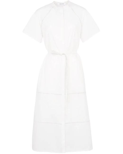 Yves Salomon White Belted Midi Dress