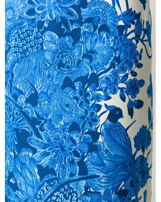 Valentino Garavani Blue Floral-Print Mid-Length Skirt