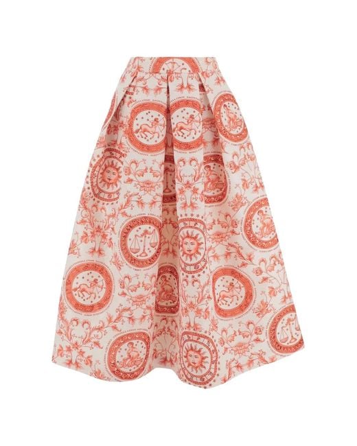 Lunatica Milano Pink Flared Fantasy-Print Skirt