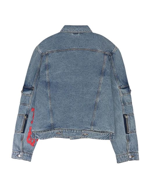Sp5der Blue Flap-Pocket Denim Jacket for men