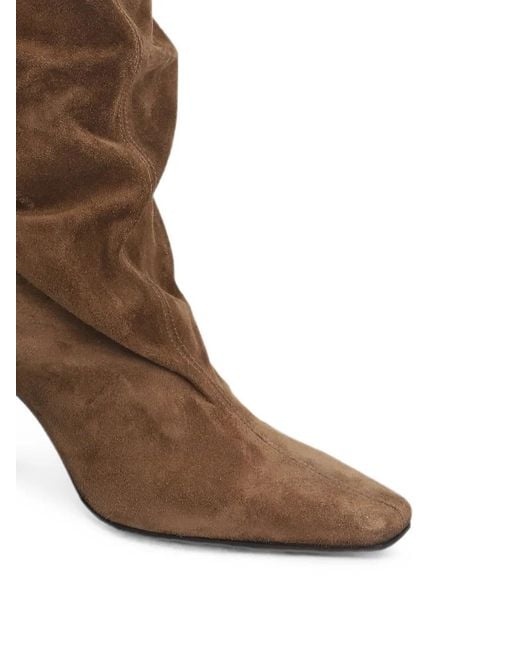 The Seller Brown Suede Square-Toe Knee-High Boots