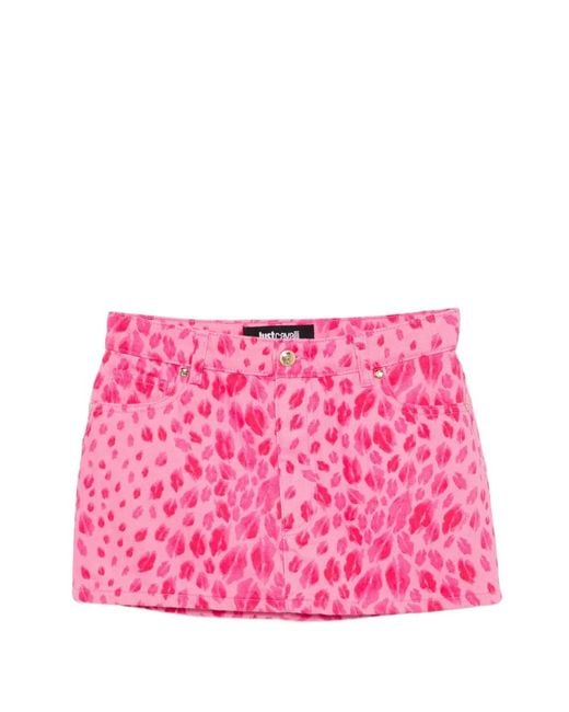 Just Cavalli Pink Minijupe À Imprimé Graphique