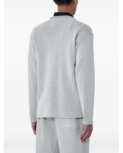 Massimo Osti Studio Gray Ribbed Crew-Neck Sweater for men