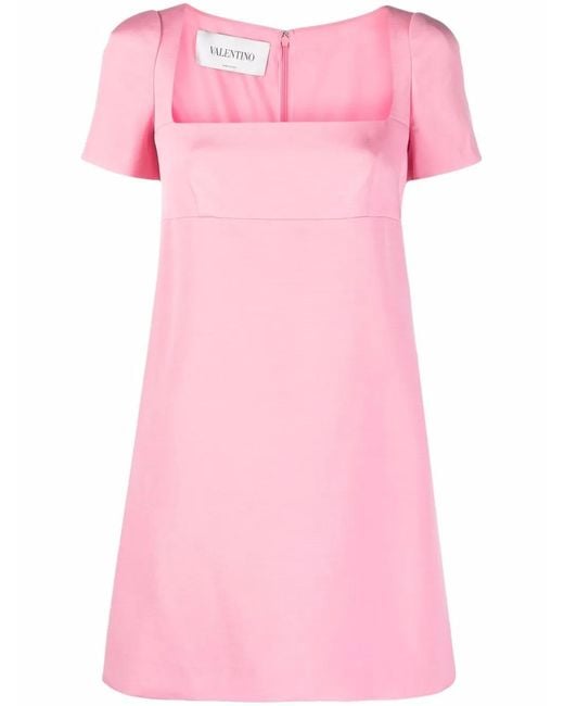 Valentino Garavani Pink Square-Neck Mini Dress