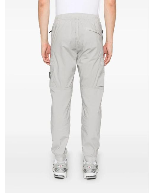 Stone Island White Compass-Badge Track Pants for men