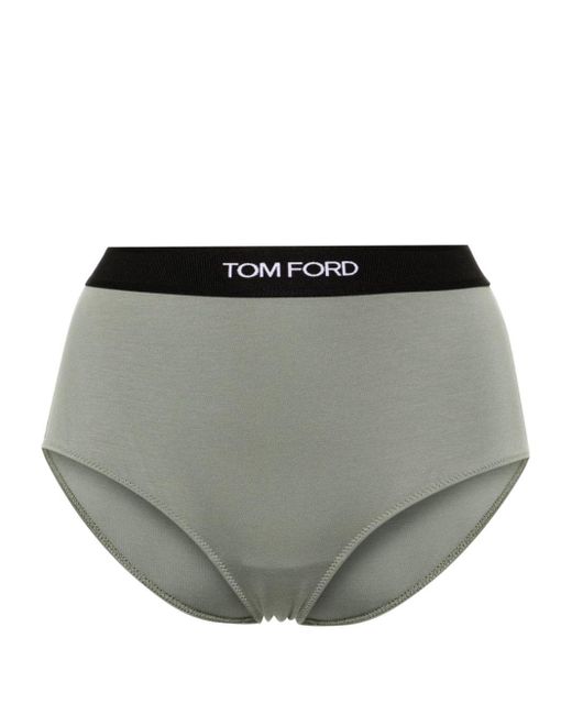 Tom Ford Gray Logo-waistband Briefs - Women's - Elastane/modal