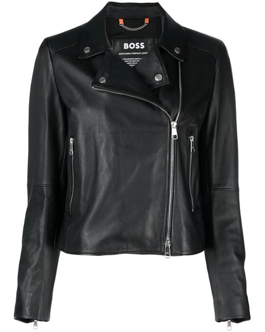 Chaqueta biker con cremallera Boss de color Black