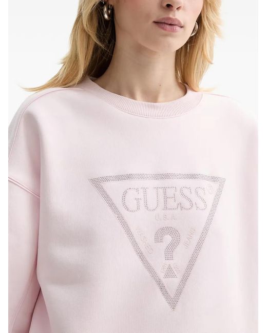 Guess Pink Logo-Embellished Sweatshirt