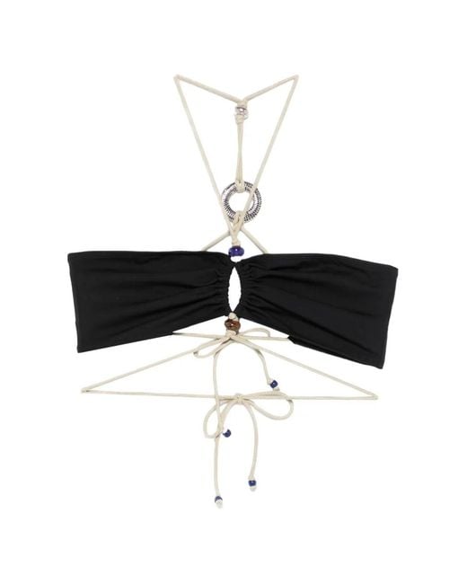 Isabel Marant Black Analia Ring Bead Bikini Top