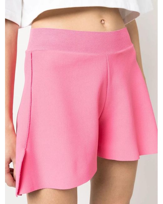 Stella McCartney Pink Mid-Rise Knitted Track Shorts