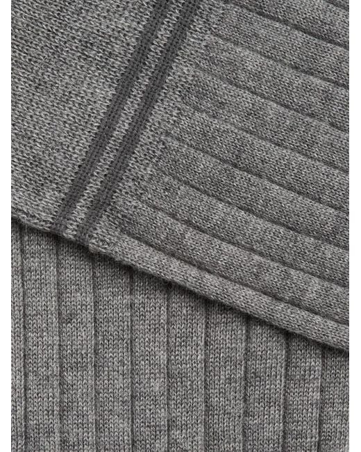 Zegna White Ribbed Socks for men