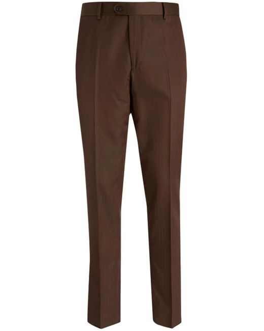 Brian Dales Brown Tapered Trousers for men