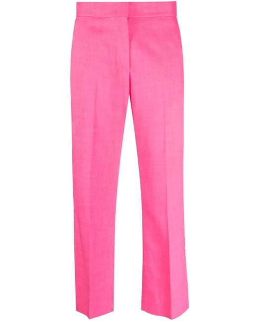 MSGM Pink High-waist Cropped Trousers