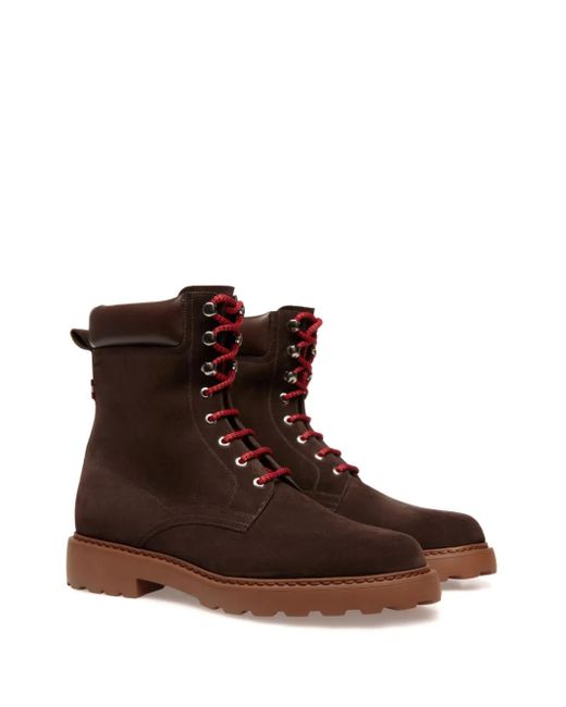 Bally Brown Lace-Up Suede Boots for men