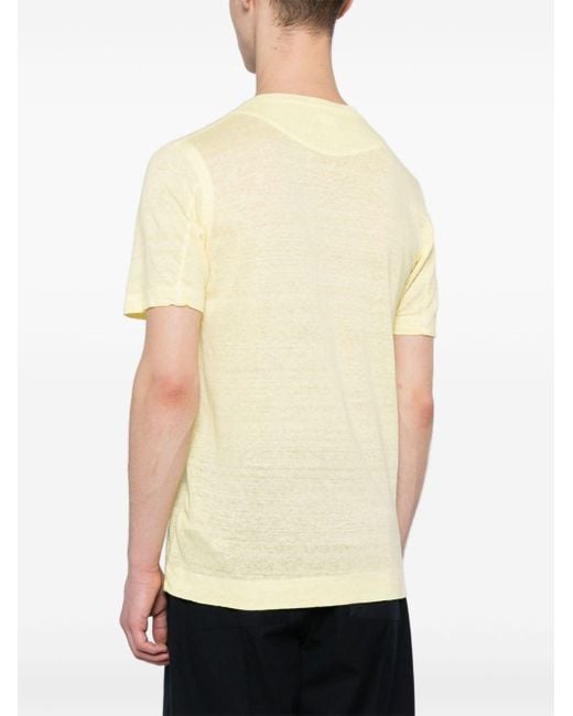 T-shirt en lin à col v 120% Lino pour homme en coloris Yellow