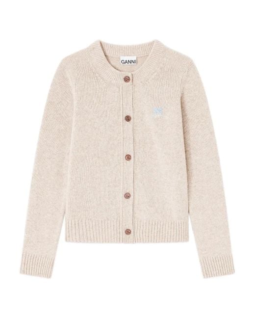 Ganni White Buttoned Cardigan