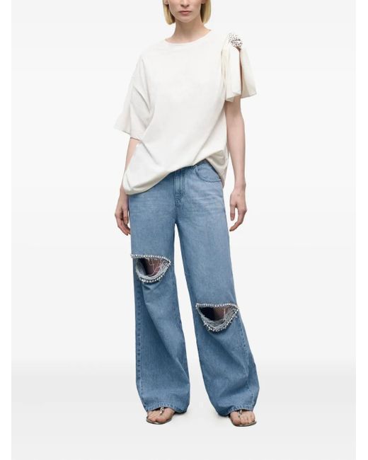 Area Blue Crystal-embellished Pocket Jeans