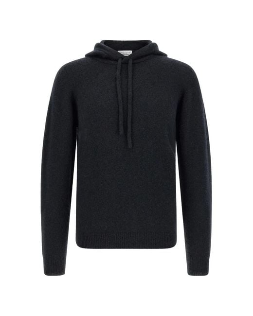 Roberto Collina Blue Drawstring-Hood Ribbed-Trim Hoodie for men