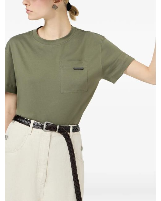 Brunello Cucinelli Green Pocket Cotton T-Shirt