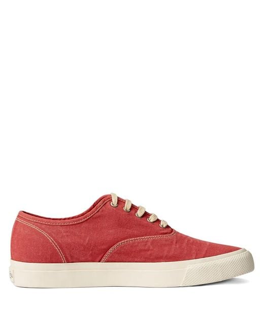 RRL Red Canvas Lace-Up Sneakers for men