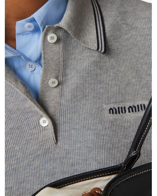 Miu Miu Poloshirt Met Jacquard in het Gray