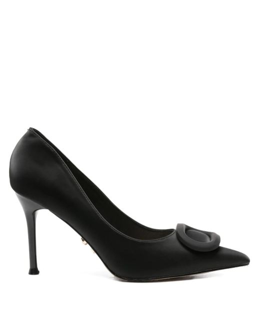 Twentyfourhaitch Black Buckle-Detail Pointed Pumps