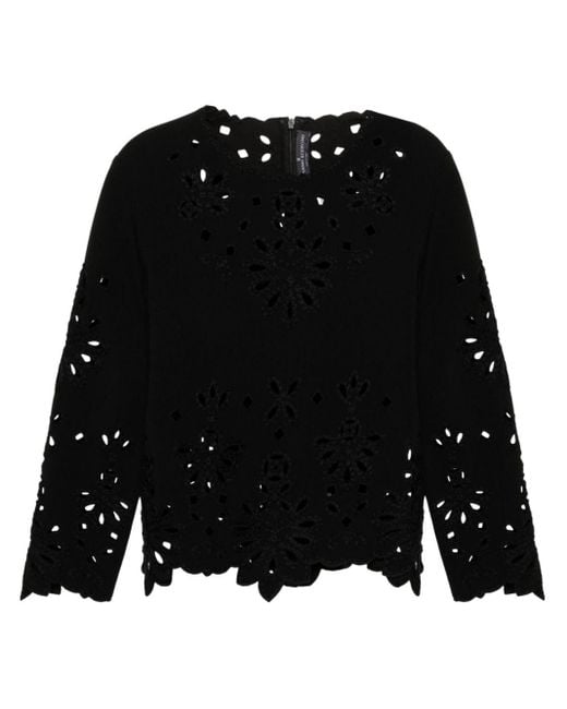 Ermanno Scervino Black Embroidered Cut-out Blouse