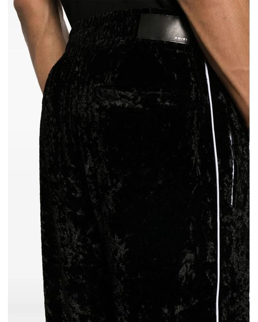 Amiri Black Crushed Velvet Track Pants for men