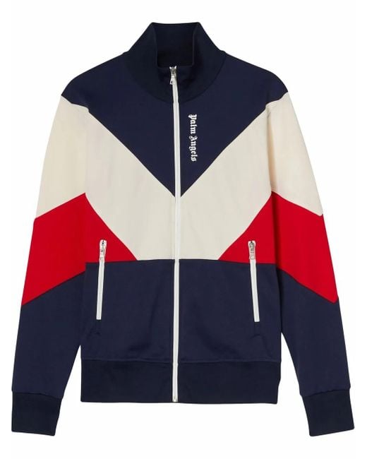 Palm Angels Blue Colour-Block Track Jacket for men