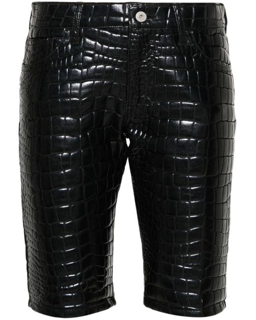 Pantalones cortos con efecto de piel de cocodrilo Junya Watanabe de color Black
