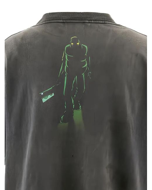 SAINT Mxxxxxx Gray X Santastic! X Geeks Rule Graphic-Print Washed T-Shirt for men