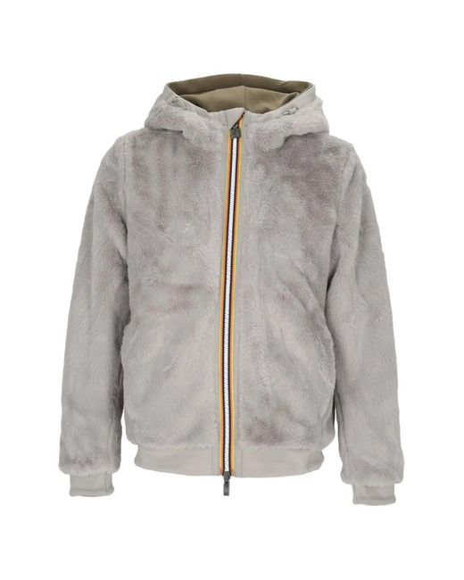 K-Way Green Reversible Faux-Fur Jacket