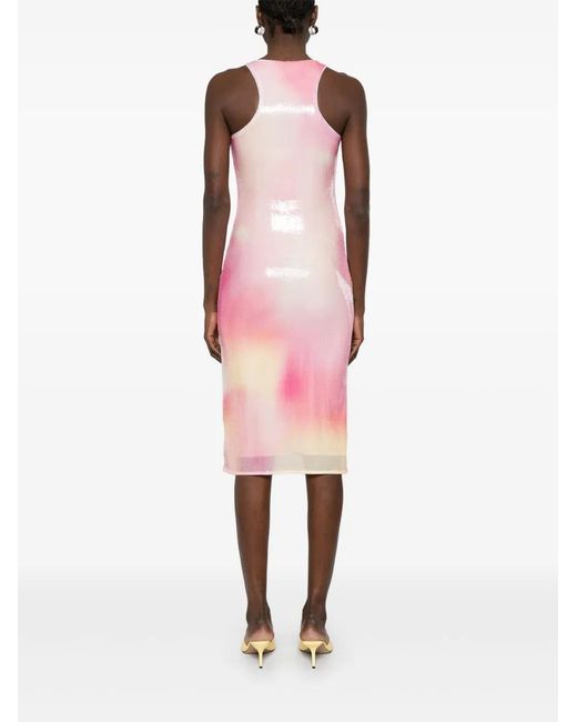 Patrizia Pepe Pink Sequin-Embellished Midi Dress