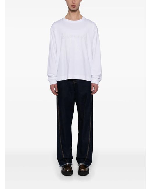 Givenchy White Logo-Print Cotton T-Shirt for men
