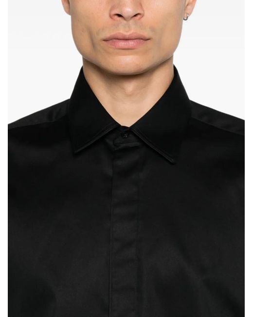Karl Lagerfeld Black Concealed-Front Shirt for men