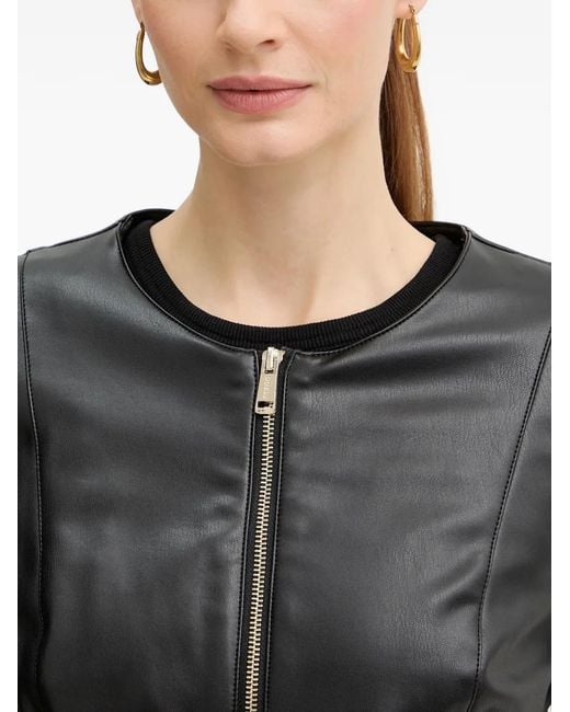 Guess Black Zip-Up Peplum Jacket