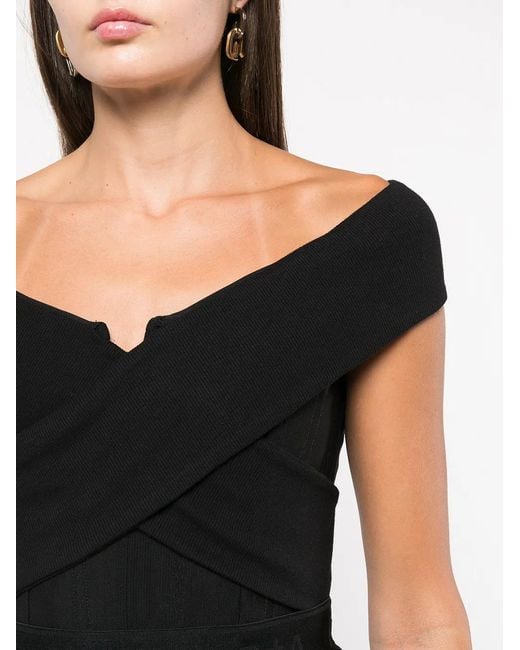 RTA Black Guadalupe Off-Shoulder Top