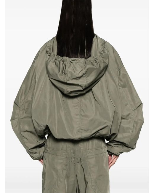 The Attico Green Hooded Bomber Jacket