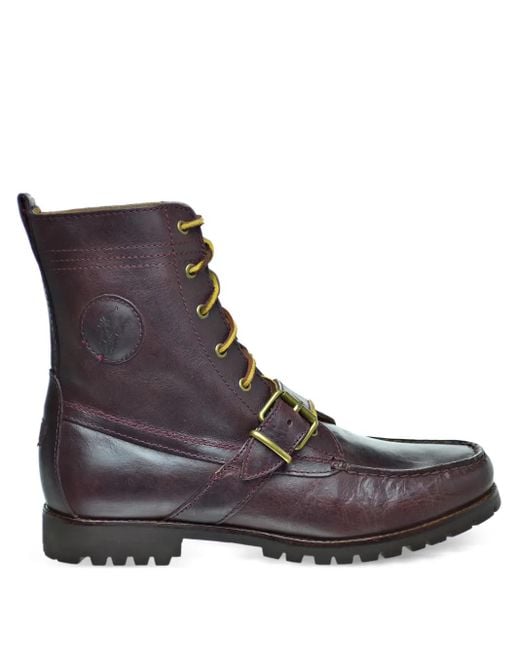 Polo Ralph Lauren Brown Buckle-Fastening Leather Boots for men