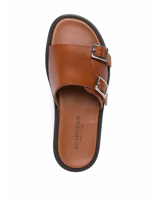 Scarosso Brown Constantino Buckled Sandals for men