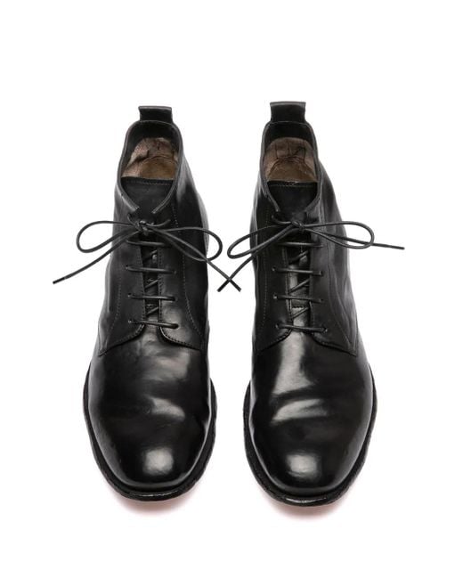 Officine Creative Black Lace-Up Leather Boots for men