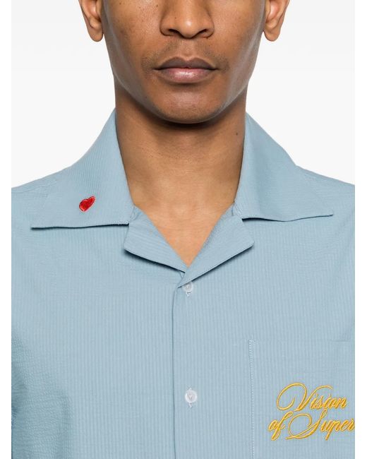 Vision Of Super Blue Logo-Embroidered Shirt for men
