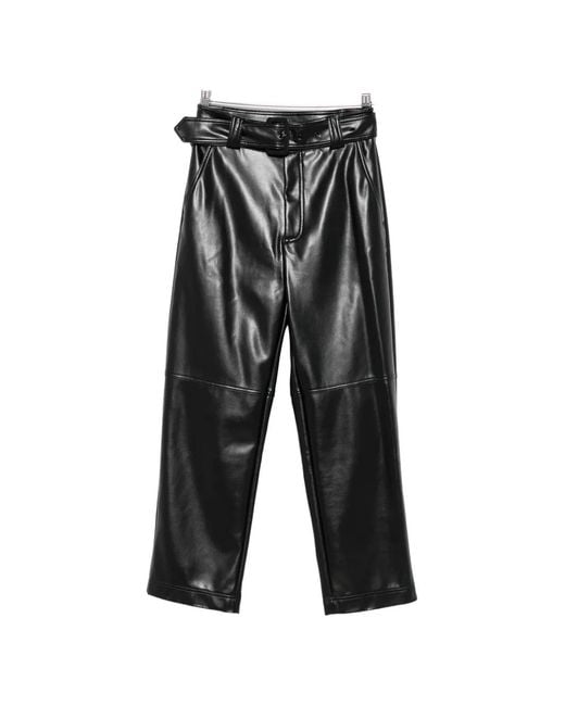 Twinset Black Belted Faux-Leather Trousers