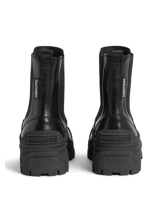 DSquared² Black Logo-Embossed Leather Boots for men