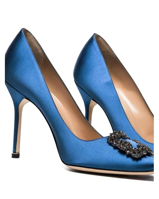 Manolo Blahnik Blue Hangisi 105Mm Appliqué Pumps