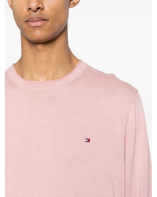 Tommy Hilfiger Pullover mit Logo-Stickerei in Pink für Herren