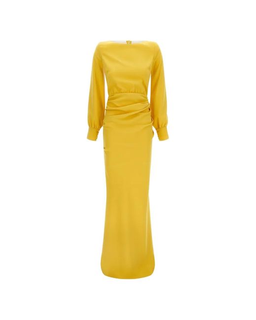 Elisabetta Franchi Yellow Carpet Padded Maxi Dress